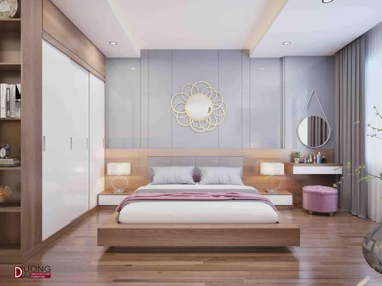 Thiết kế phòng ngủ trang nhã với gam màu trung tính