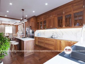 Tủ bếp tân cổ điển : 3 Loại gỗ tốt nhất 50 Mẫu phòng bếp đẹp giá tốt