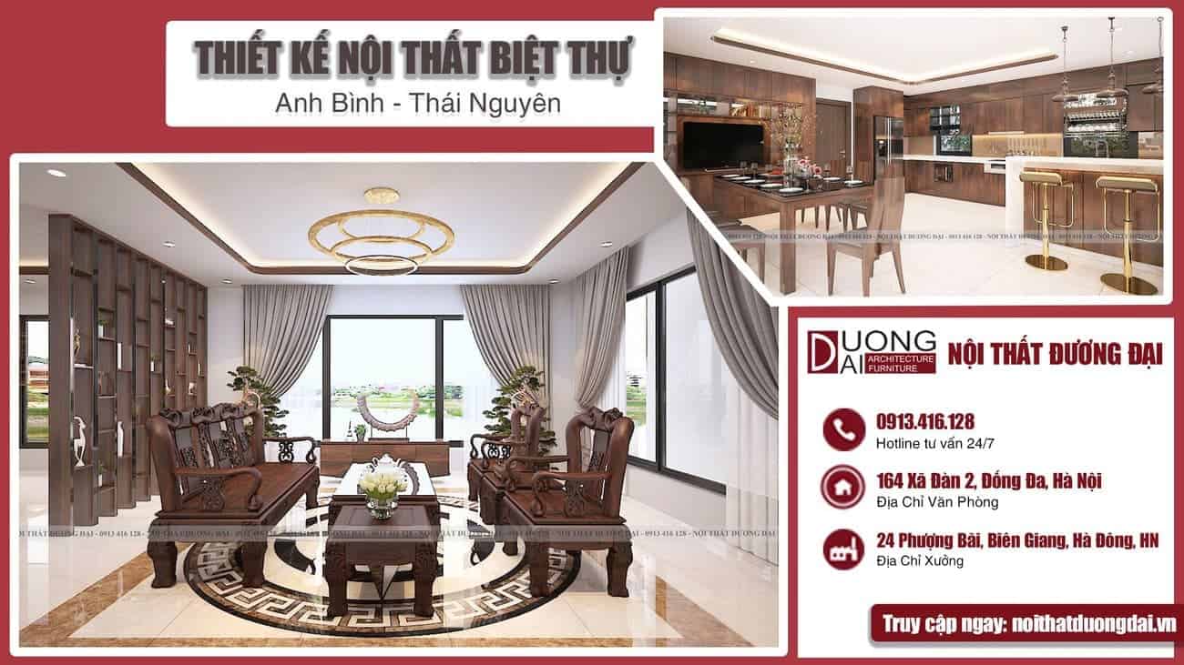 Thể hiện đẳng cấp với mẫu thiết kế nội thất biệt thự tại Thái Nguyên