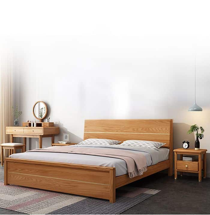 Giường ngủ gỗ sồi Nga với màu sắc trang nhã và những đường vân gỗ tinh tế