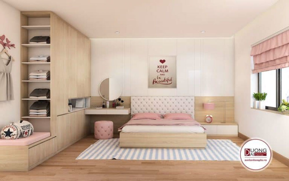 Mẫu phòng ngủ hiện đại cho bé gái với nội thất tiện nghi