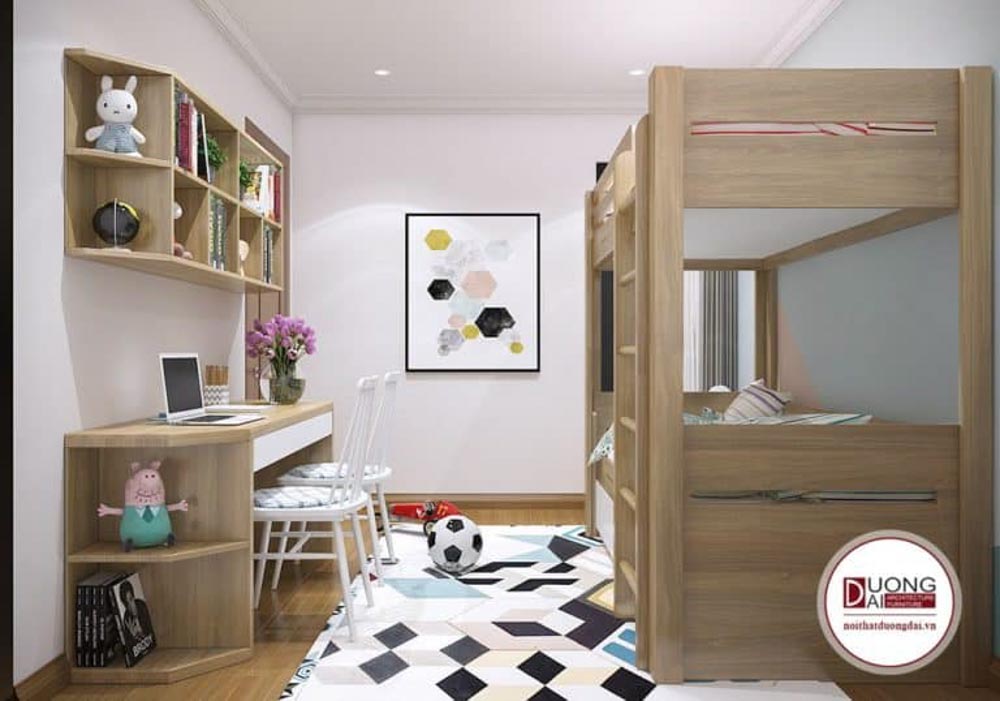 Phòng ngủ cho 2 bé với thiết kế hiện đại và tiện nghi