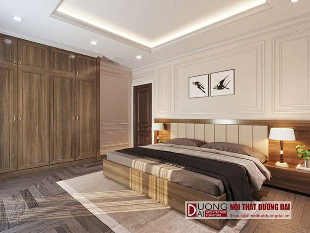 Phòng ngủ lớn với thiết kế trang nhã từ gỗ tự nhiên cao cấp
