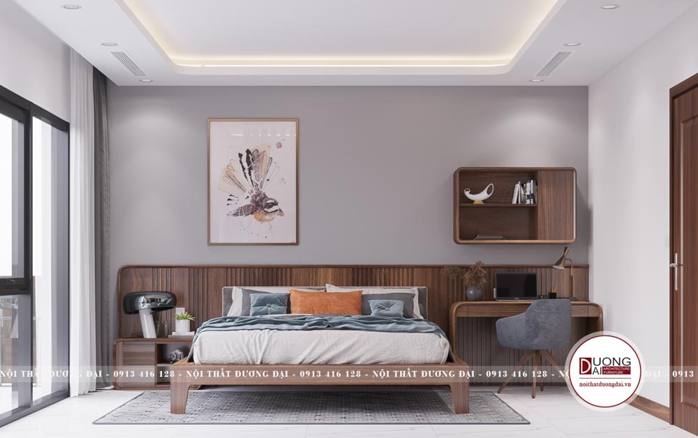 Thiết kế phòng ngủ 35m2 được phối màu tươi mới, nhẹ nhàng đem đến cho bạn cảm giác thư giãn thoải mái