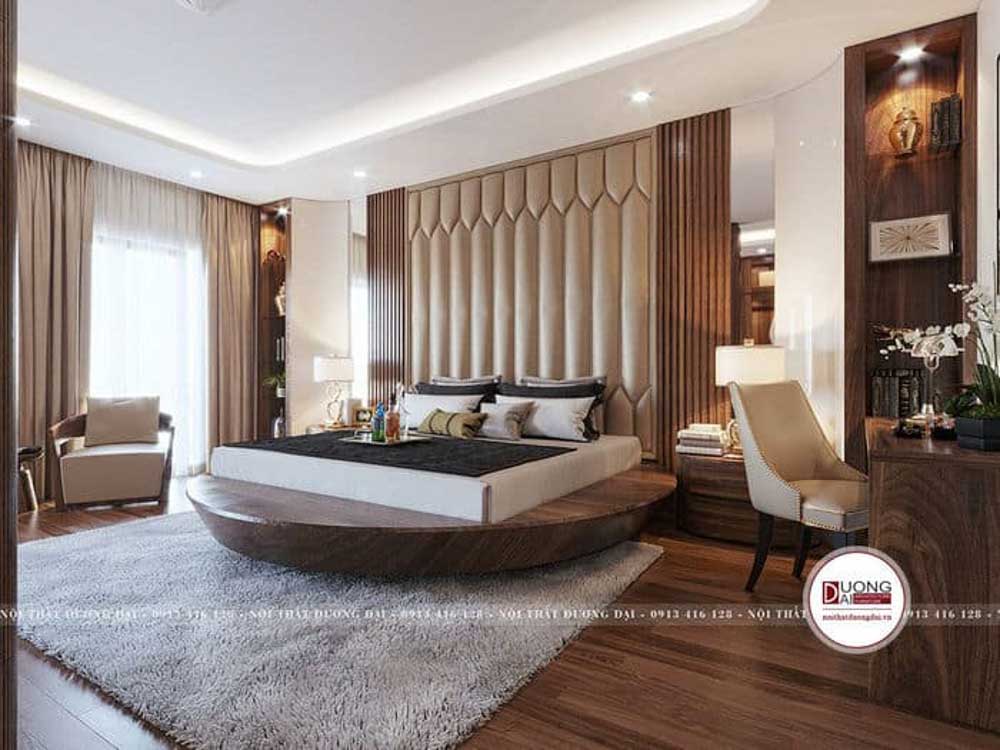 Chất liệu gỗ cao cấp chính là điểm nhấn hoàn hảo trong thiết kế phòng ngủ này