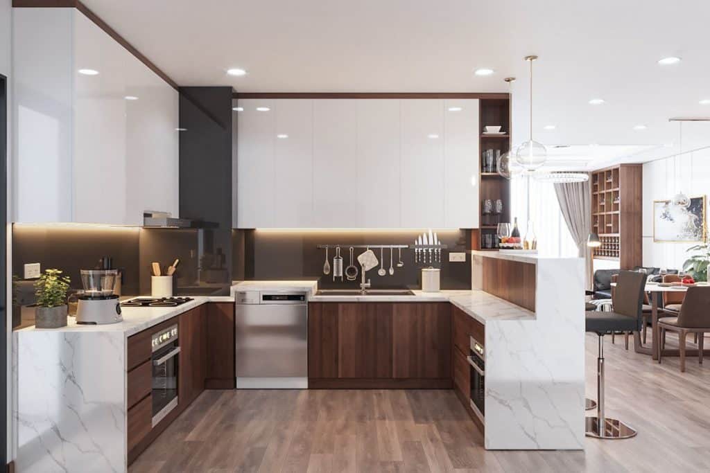 Phòng bếp mẫu thiết kế nội thất chung cư Bohemia Residence.