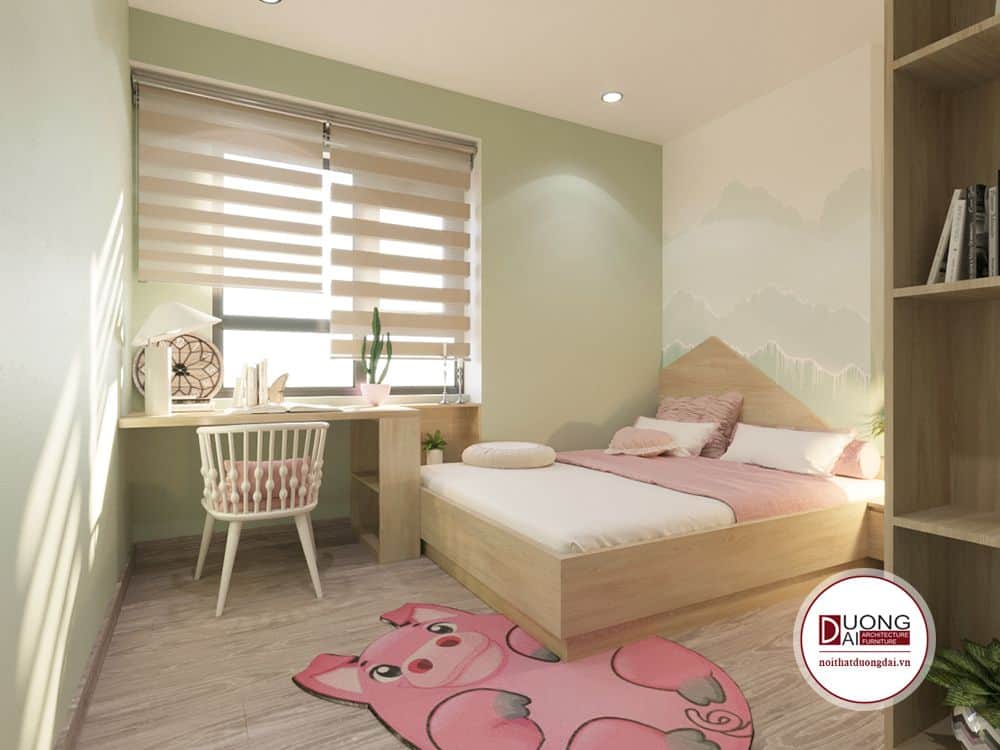 Thiết kế phòng ngủ cho bé gái 15 tuổi với nét đẹp dịu dàng và đáng yêu