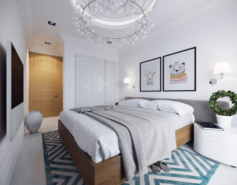 Phòng ngủ master với đồ nội thất đơn giản, không gian tràn ngập ánh sáng tự nhiên.