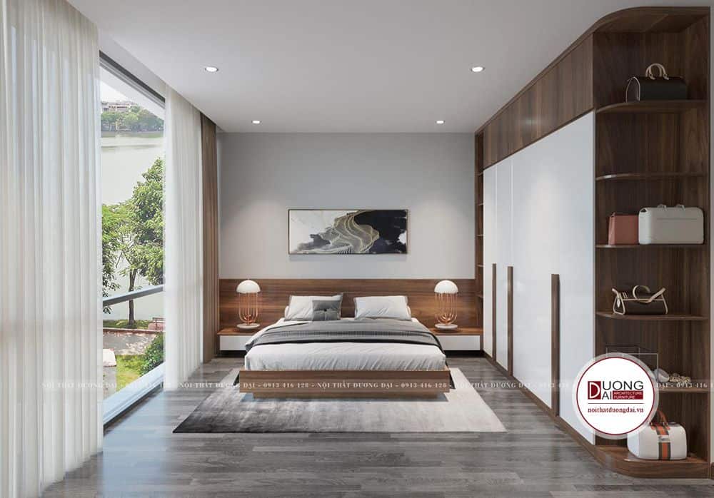Thiết kế phòng ngủ Master đầy hiện đại với gỗ MFC