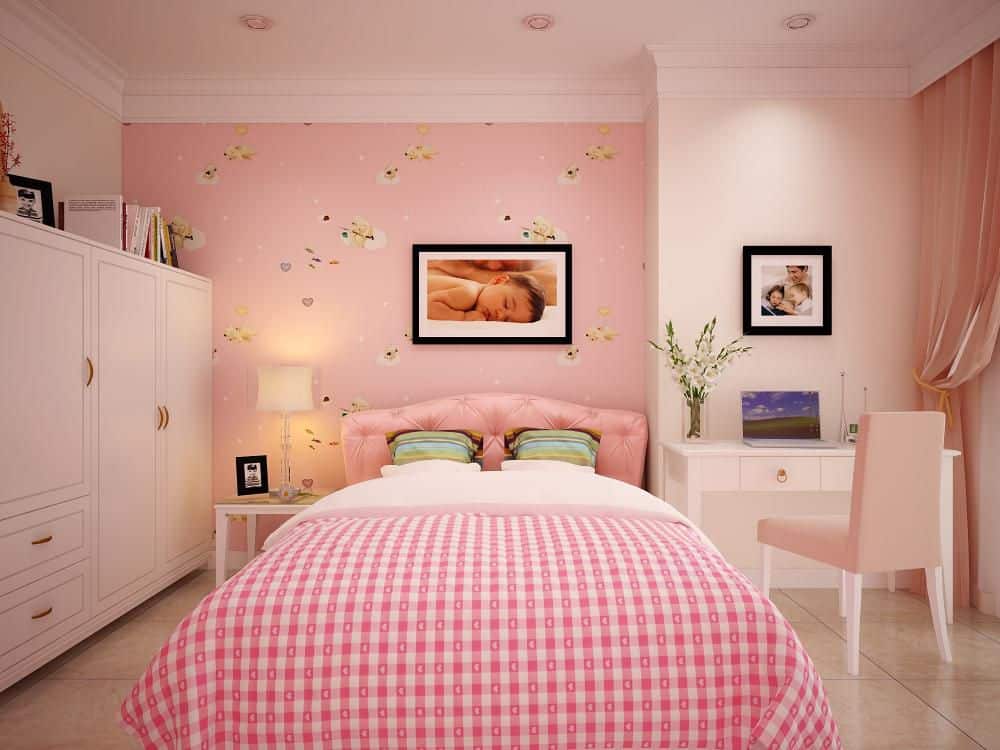 Phòng ngủ màu hồng dành cho cô công chúa nhỏ.