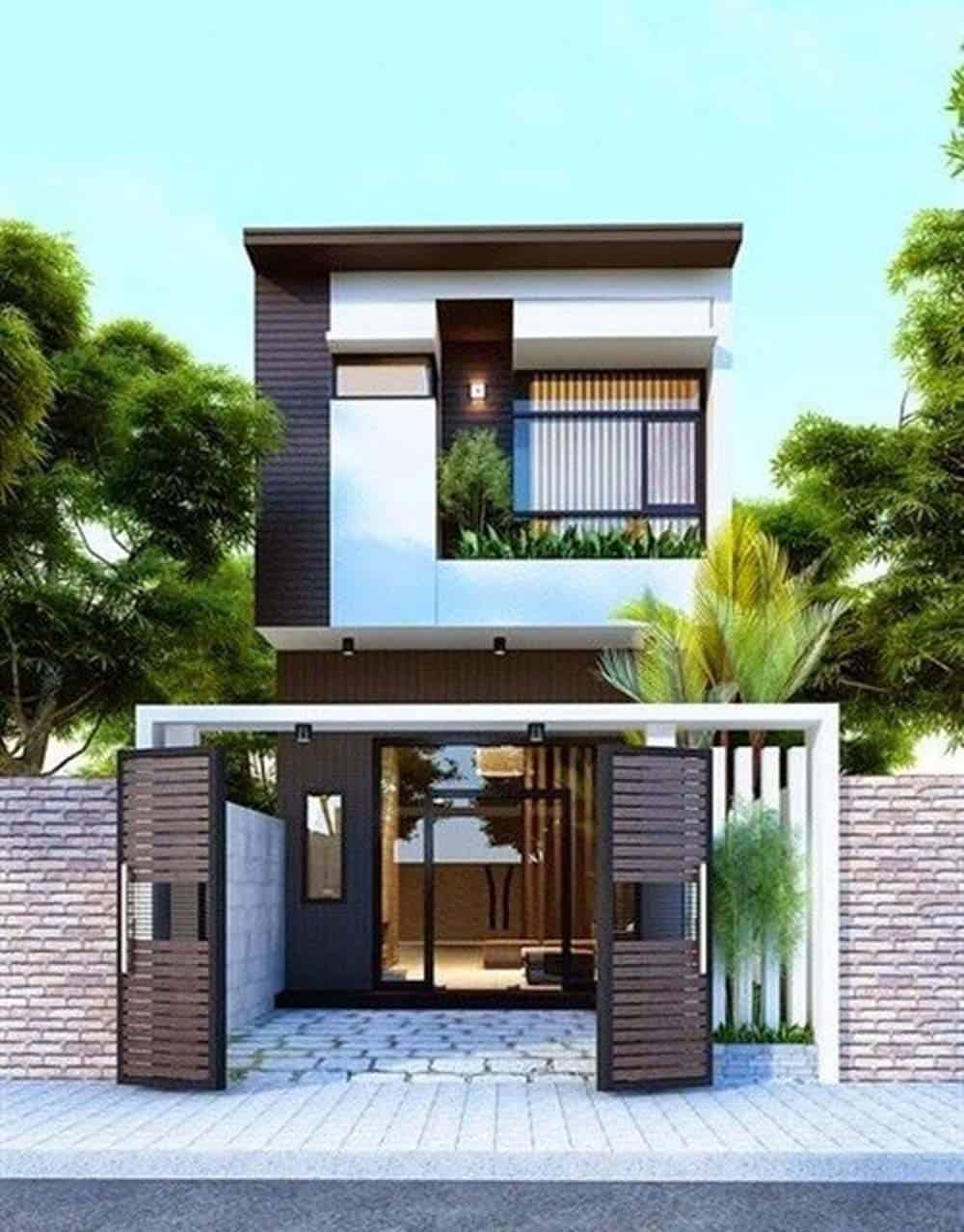 Đứng hình trước 5 mẫu nhà 2 tầng 3 phòng ngủ 5x15 nhỏ đẹp đơn giản - WEDO -  Công ty Thiết kế Thi công xây dựng chuyên nghiệp hàng đầu Việt Nam