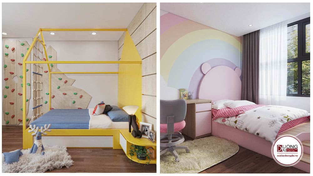 Thiết kế phòng ngủ cho bé trai và bé gái