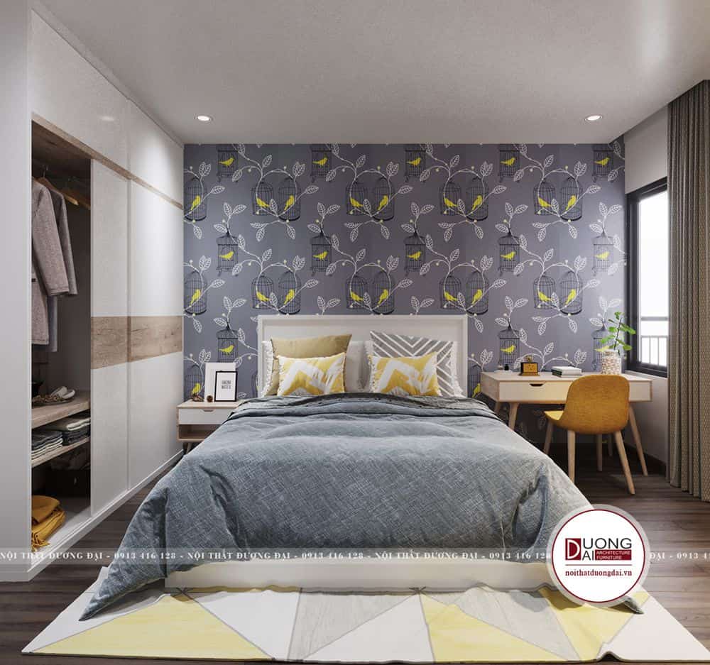 Phòng ngủ cho chung cư 45m2 được thiết kế đơn giản và đầy tinh tế
