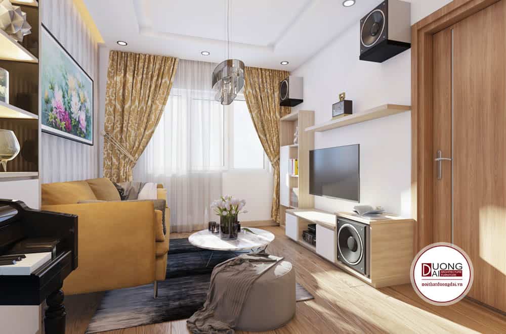 Phòng khách nhỏ xinh với thiết kế nội thất đơn giản