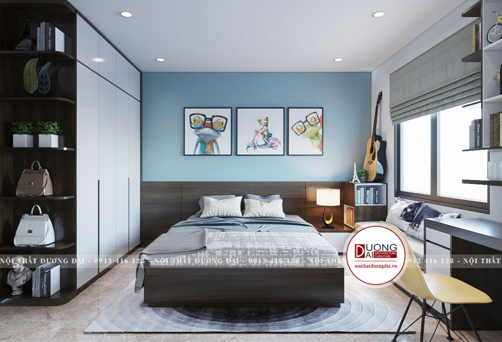 Nội thất phòng ngủ gỗ công nghiệp mang nhiều màu sắc cho thiết kế