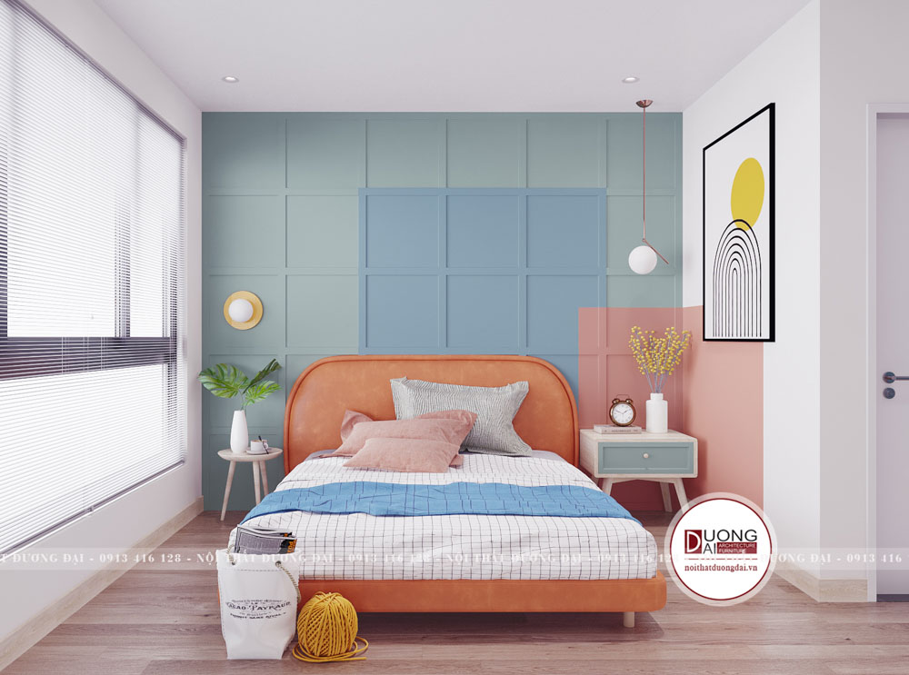 Phòng ngủ của trẻ nhỏ có màu sắc rực rỡ hơn khi dùng gỗ công nghiệp
