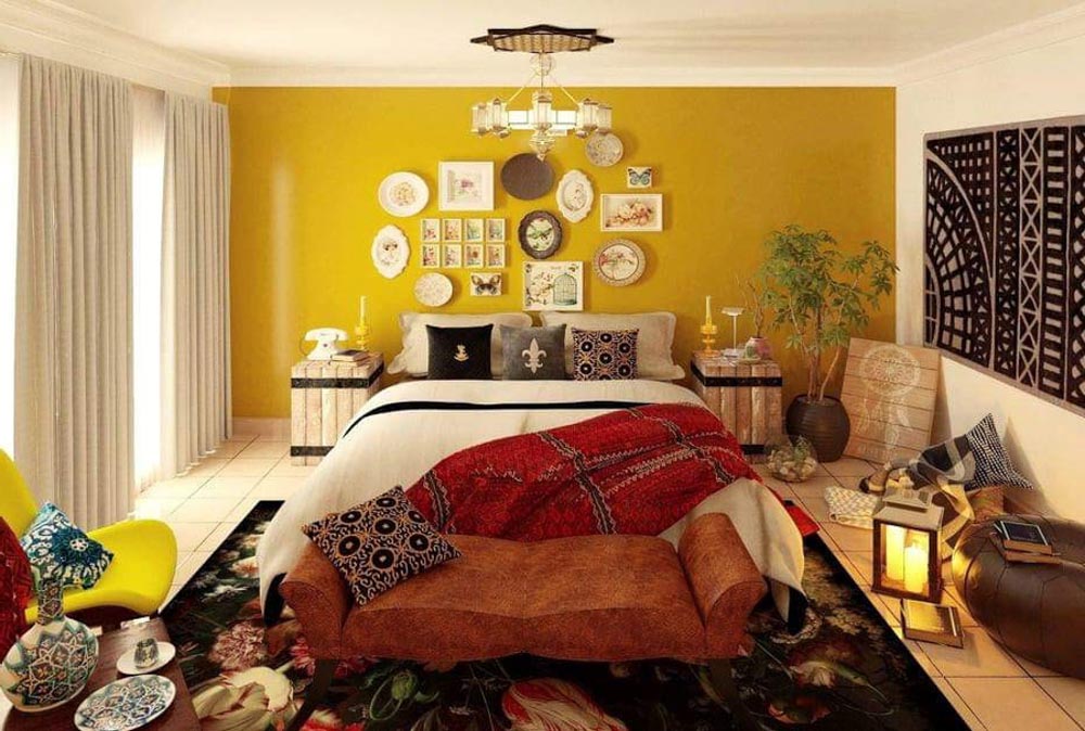 Phòng ngủ phong cách bohemian với họa tiết hoa văn độc đáo