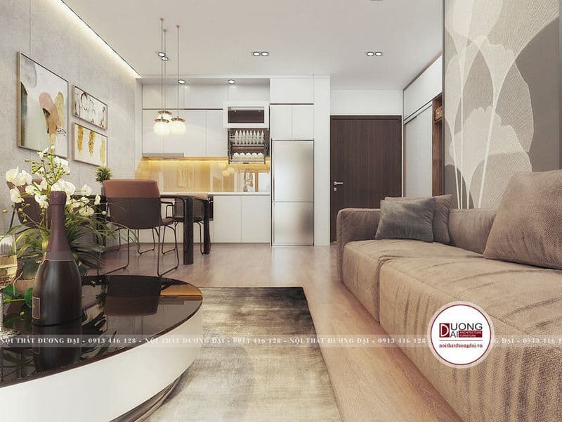 Với diện tích 62m2, thiết kế nội thất chung cư sẽ mang đến cho bạn không gian sống tiện nghi và tối ưu hóa diện tích. Sự tinh tế trong cách sắp xếp các vật dụng, tối ưu hóa mật độ và không gian để đem lại không gian sống thoải mái cho chủ nhân của căn hộ.