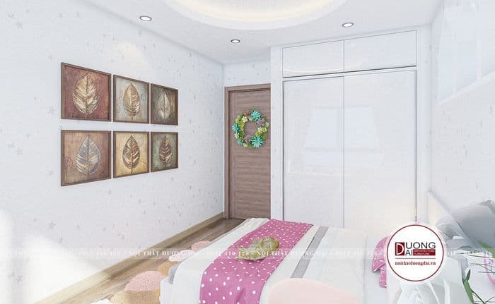 Thiết kế tủ cánh lùa Hàn Quốc cho phòng ngủ bé gái