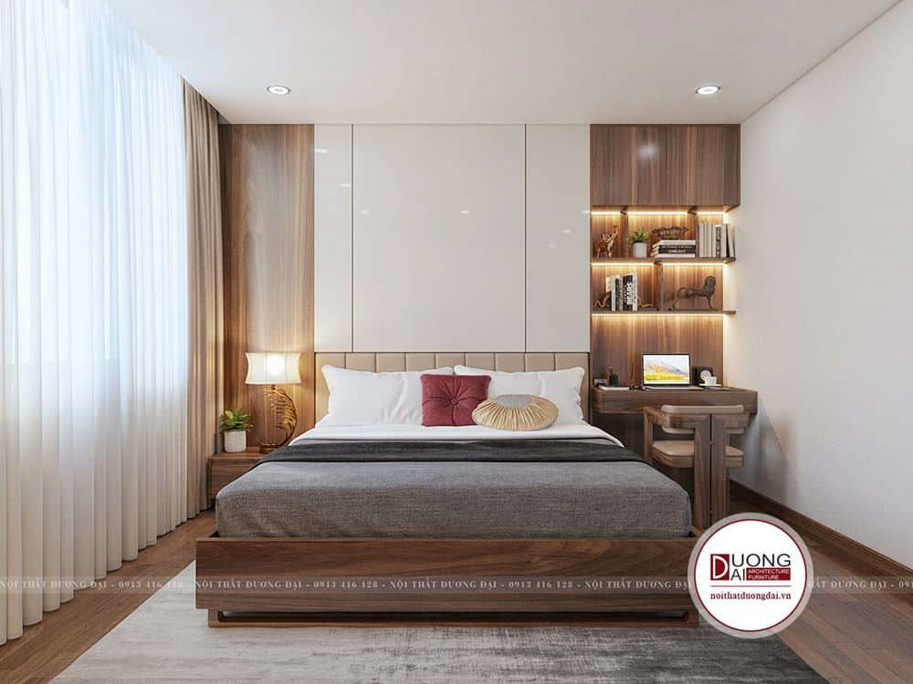 Phòng ngủ master theo phong cách hiện đại với tông màu trắng