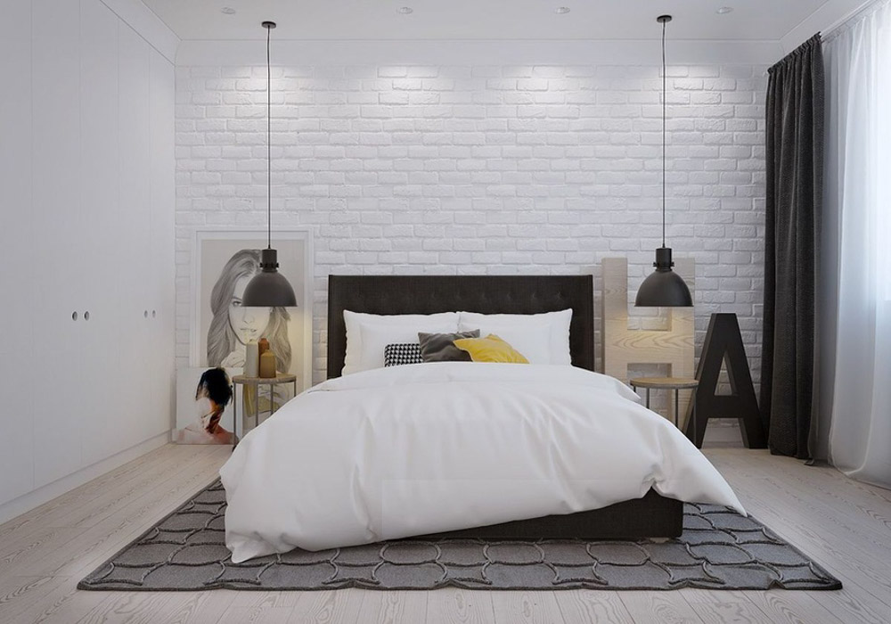 phòng ngủ phong cách Scandinavian Style với tông màu trắng làm chủ đạo.