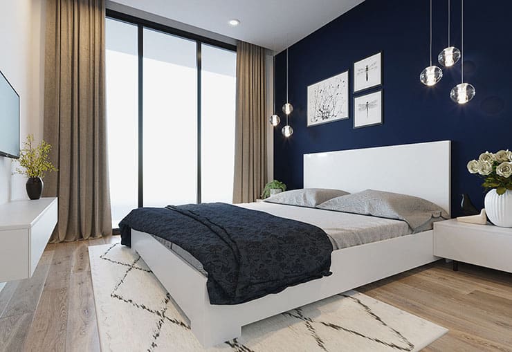 Mẫu giường đơn giản nhưng rất hiện đại và đẳng cấp trong gam màu đối lập