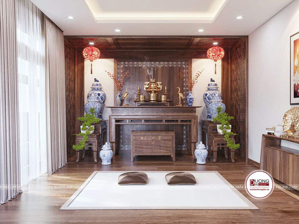 Thiết kế nội thất gỗ óc chó biệt thự Sơn La cao cấp