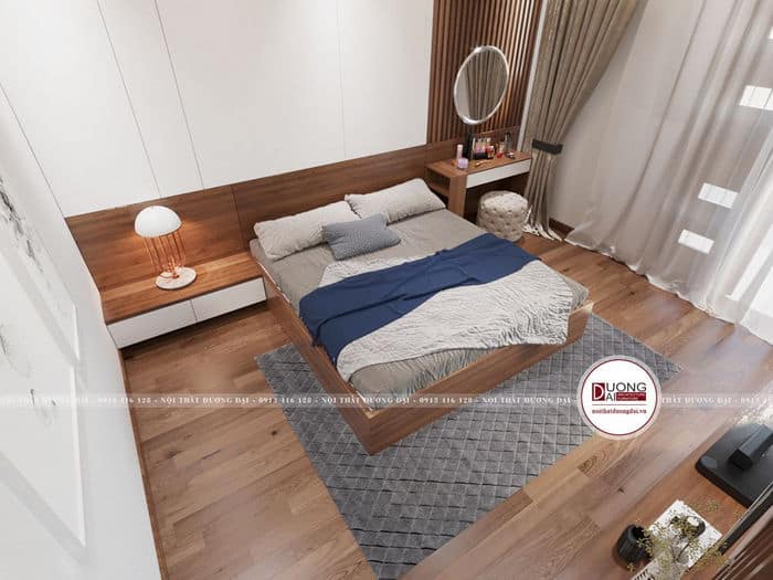 Phòng ngủ master với màu trắng trang nhã và hiện đại