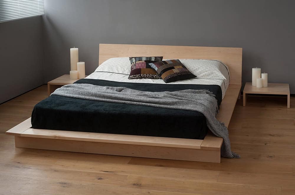 Thiết kế giường từ gỗ sồi Mỹ màu sáng và đầy ấm áp