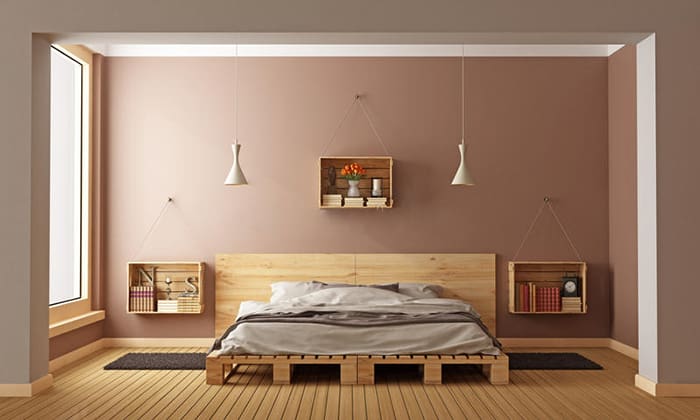 Thiết kế giường ngủ đơn giản với gầm thấp