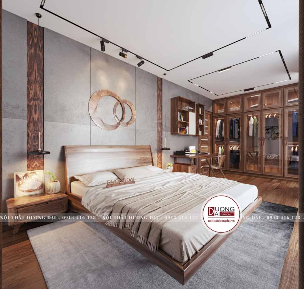 15 Mẫu giường ngủ gỗ óc chó đẹp - Thiết kế hiện đại, giá tốt