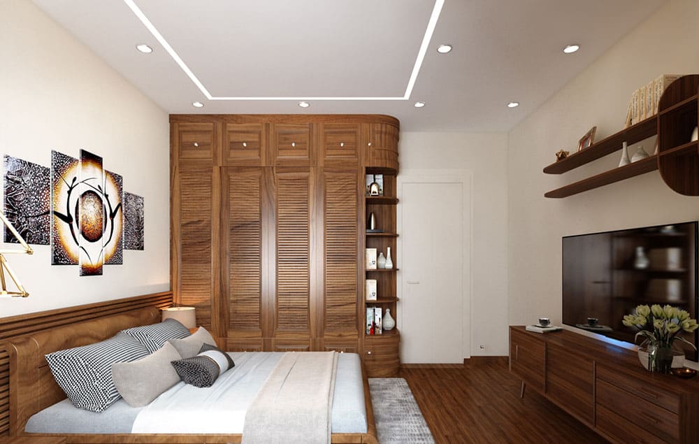 Mẫu thiết kế tủ gỗ hương xám đầy ấn tượng cho phòng ngủ Master