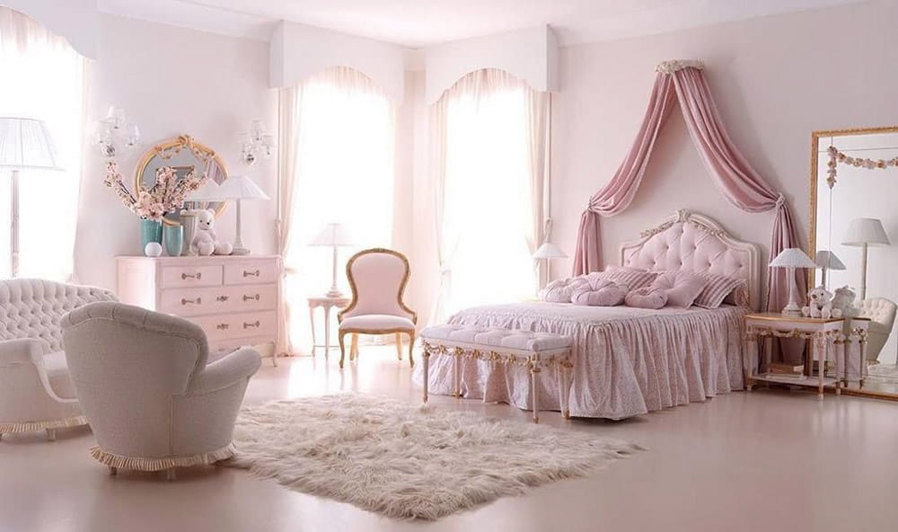 Phòng ngủ màu hồng tân cổ điển