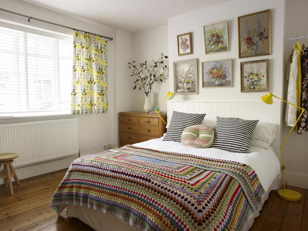 Decor phòng ngủ Vintage bằng rèm cửa vải hoa
