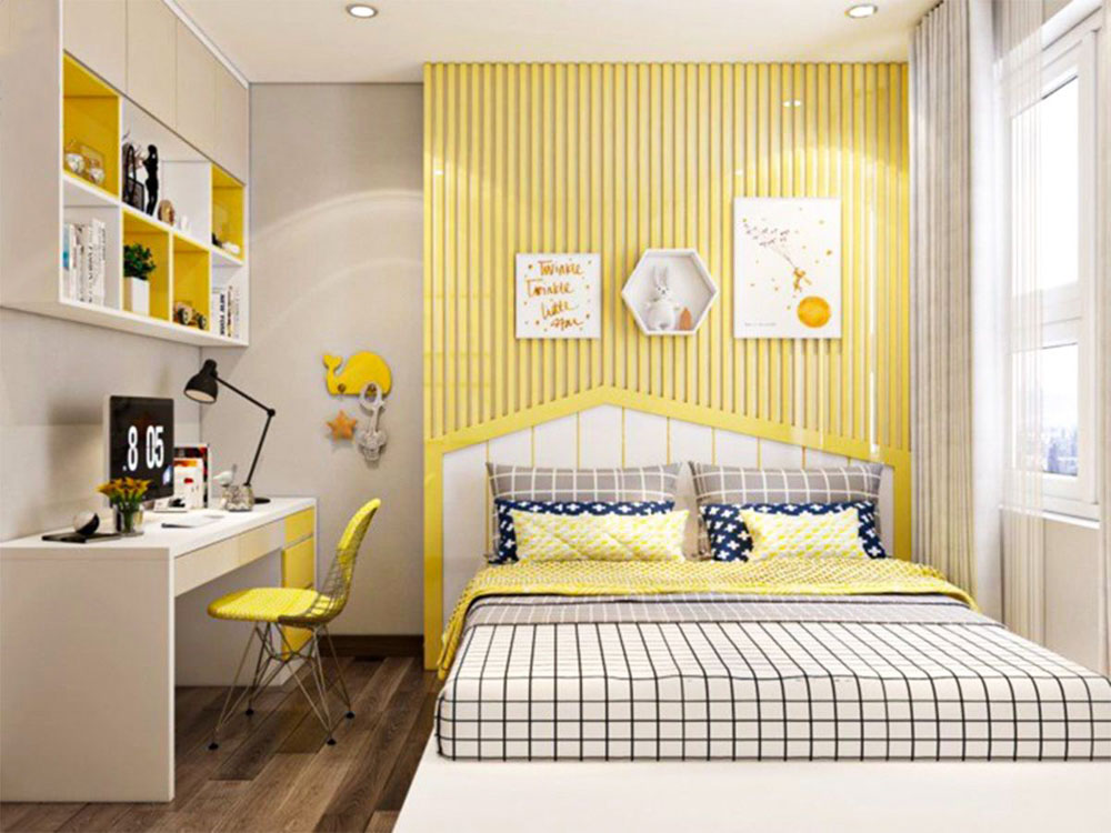 Phòng ngủ màu vàng chanh cho bé