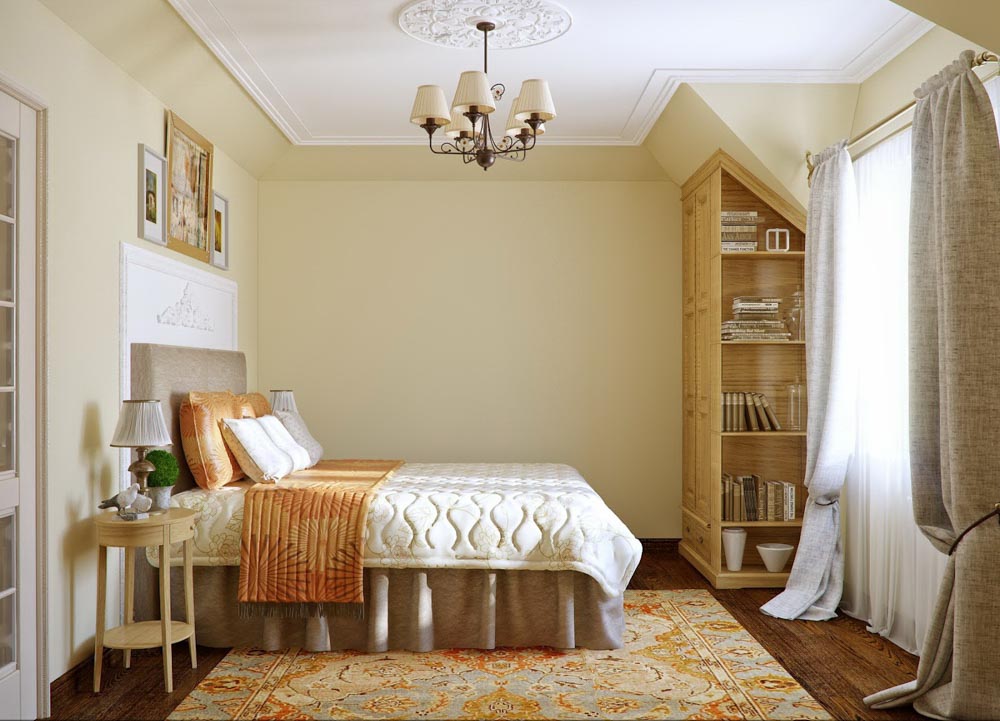 Phòng ngủ màu vàng kem đơn giản, nhẹ nhàng