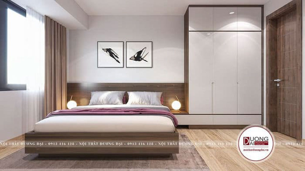 Thiết kế phòng ngủ 9m2 siêu đơn giản với nội thất gỗ An Cường