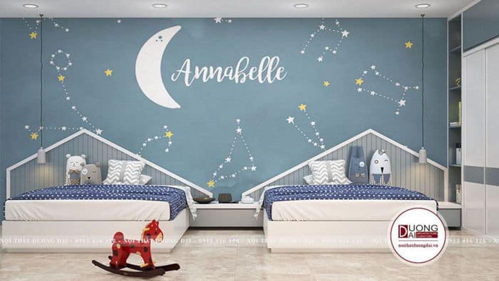 Thiết kế siêu dễ thương và mơ mộng với những chùm sao trên tường