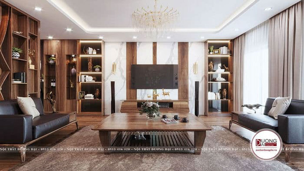 Nội thất gỗ tự nhiên tôn lên nét đẹp quyến rũ và cuốn hút cho phòng khách