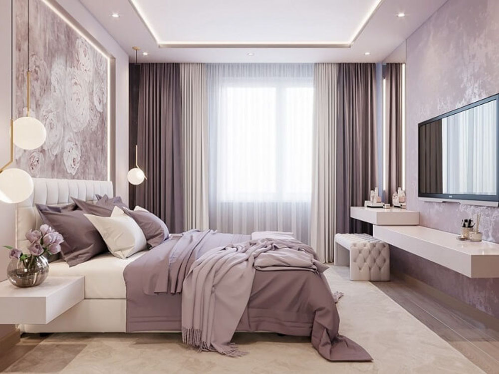 phòng ngủ màu tím cho các cặp đôi