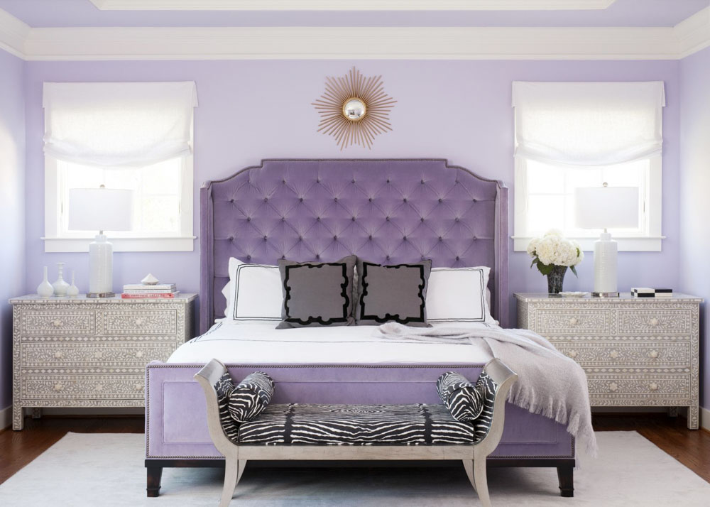 phòng ngủ màu tím phong cách tân cổ điển