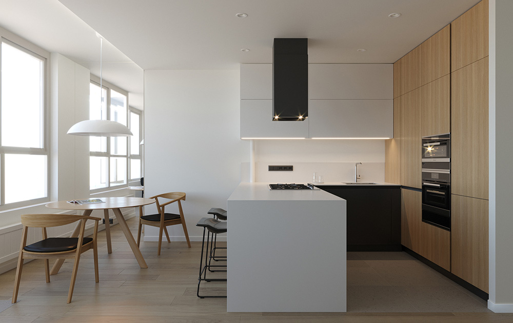 Tủ đứng âm tường sẽ tối ưu không gian hoàn hảo cho phòng bếp nhỏ
