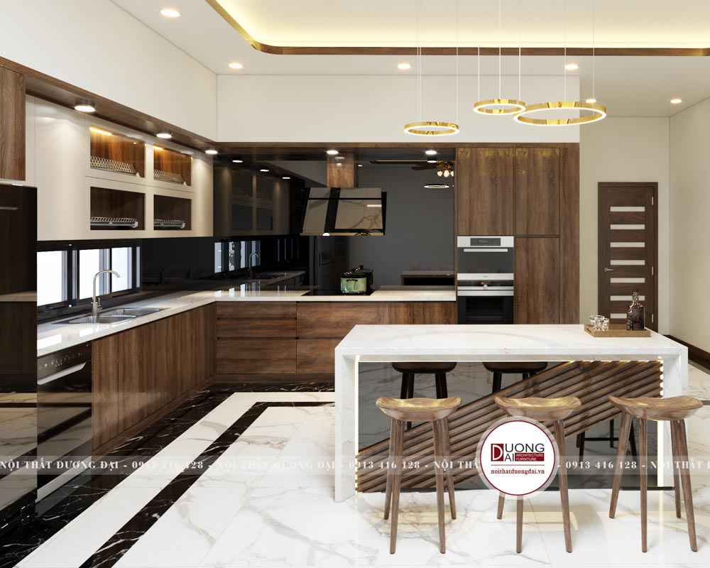 Tủ bếp siêu hiện đại với thiết kế âm tường tối ưu diện tích
