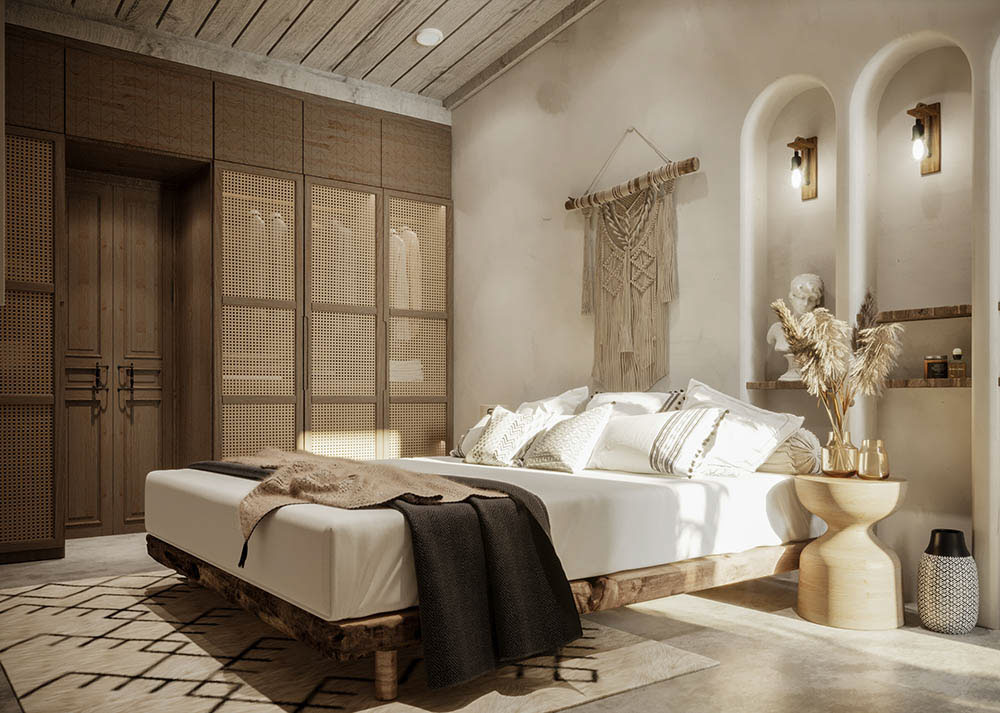 Phòng ngủ Địa Trung Hải: Bạn đang tìm kiếm một phòng ngủ sang trọng với thiết kế đậm chất Địa Trung Hải? Đến với chúng tôi, bạn sẽ được trải nghiệm không gian phòng ngủ sang trọng, ấm cúng và tinh tế với các chi tiết nhỏ được đắp nặn từ chất liệu tự nhiên, tạo nên một không gian thư giãn tuyệt vời. Hãy hình dung mình đang nằm trên chiếc giường êm ái, bên cạnh những vật dụng trang trí độc đáo và tinh tế, tất cả sẽ mang lại cho bạn một giấc ngủ thật ngon.