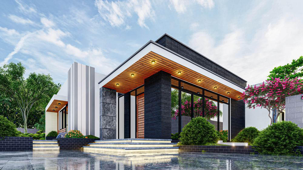 Vẻ đẹp mẫu thiết kế biệt thự sân vườn 300m2 1 tầng 5 phòng ngủ ở Đắc Nông  BT530060 - Kiến trúc Angcovat