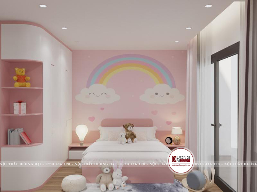 Phòng ngủ màu hồng ngọt ngào nữ tính dành cho các bé gái