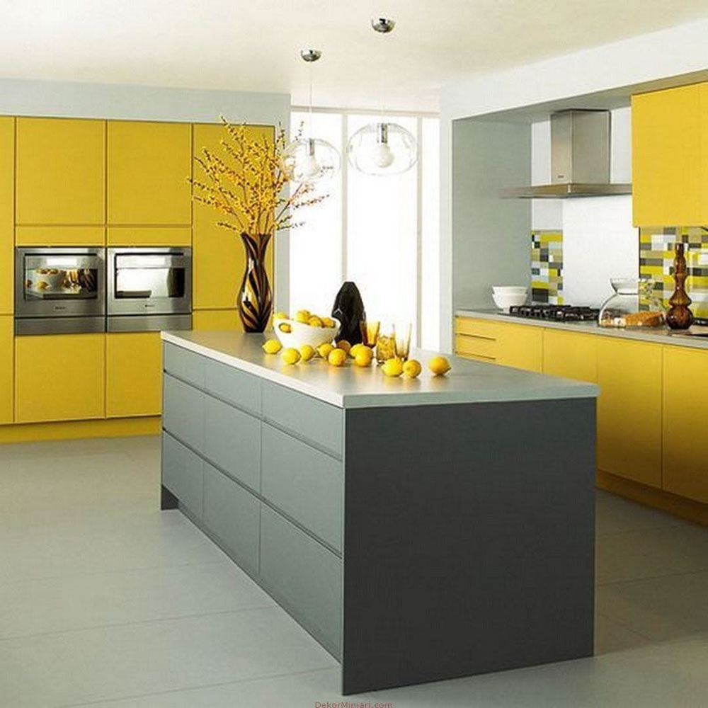 Tủ bếp màu vàng