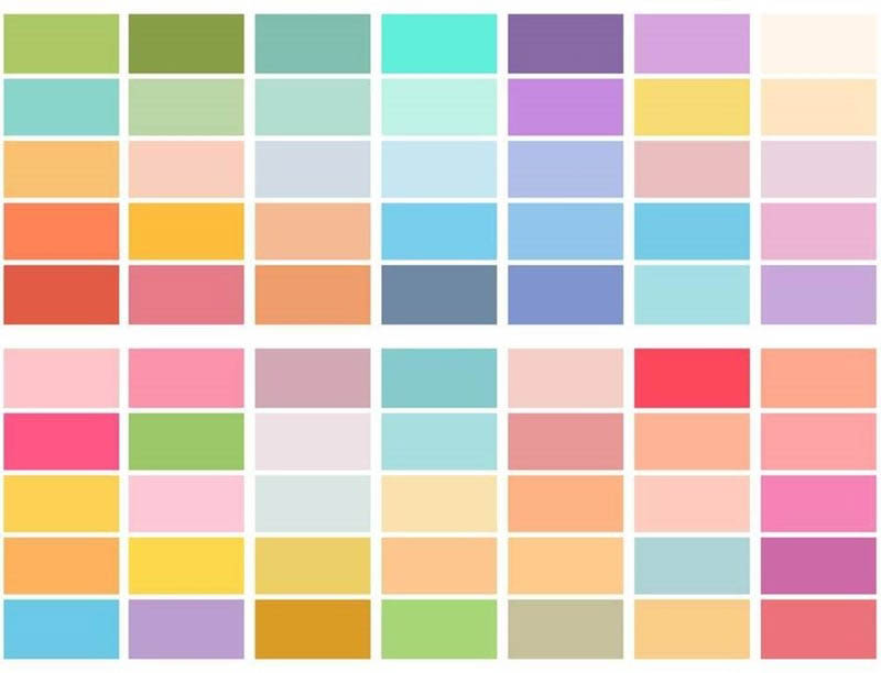 bảng phối màu pastel đa dạng từ tone tươi mát đến ấm áp