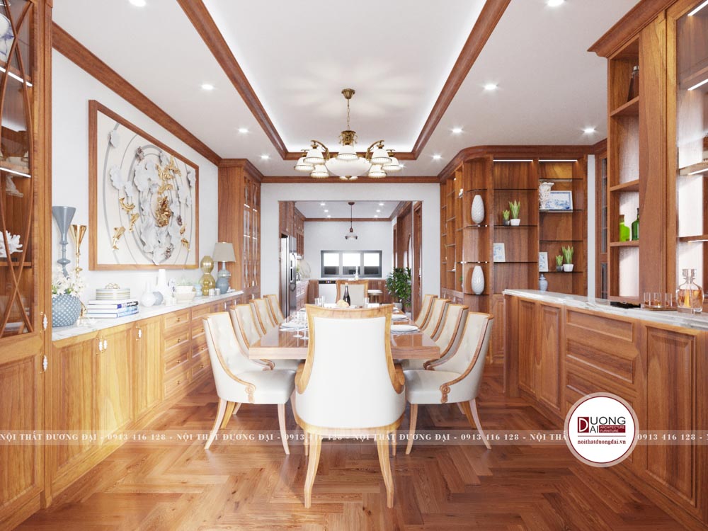 Không gian căn bếp cao cấp với chất liệu gỗ tự nhiên
