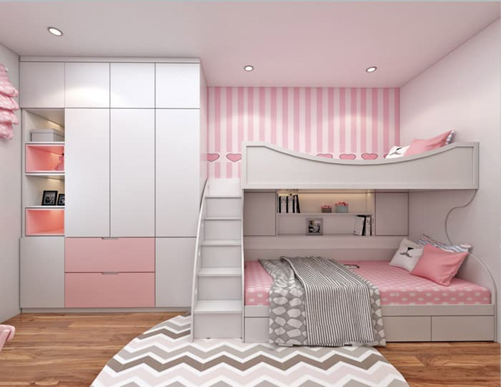 Mẫu giường tầng công chúa cho bé gái 12 tuổi.